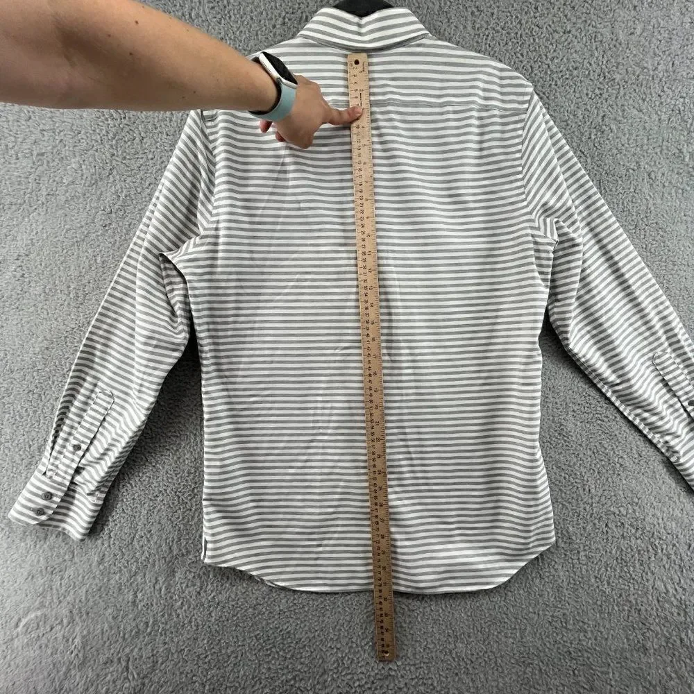 Banana republic button down shirt mens large gray white stripe NEW